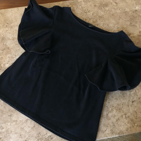 Banana Republic Black Flutter Sleeve Shirt - Picture 3 of 8